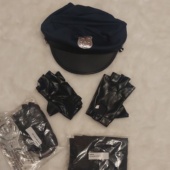 Blue and Black Halloween Cop Costume with Cap and Belt - Picture 4 of 5